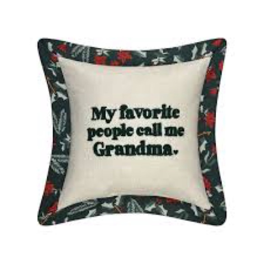 "My Favorite People Call Me Grandma" Embroidered Throw Pillow